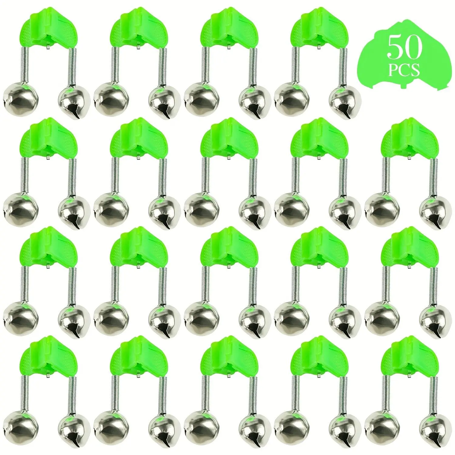 10/50 Pcs Double Ring Fishing Bells with Plastic Clip Buckles, Fishing Accessories, Fishing Stuff for Outdoor Fishing, Practical Fishing Equipment