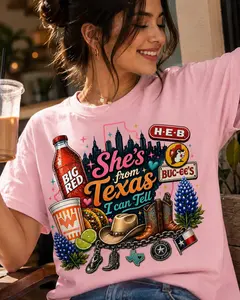 Southern Cowgirl Texas Girl T-Shirt, She's From Texas I Can Tell Shirt, Western Texas Pride Graphic Tee for Women