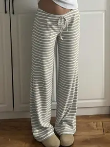 Women's Striped Print Pants, Casual Comfy Trousers for Daily Wear, Ladies Bottoms for All Seasons