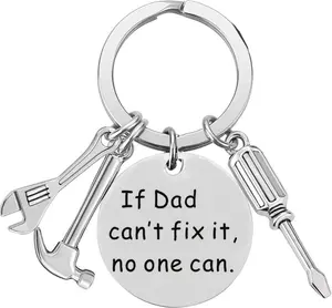Father's Day Gifts, Dad Keychain from Son Daughter, Keychain for Stepdad Christmas Birthday Gifts for Men