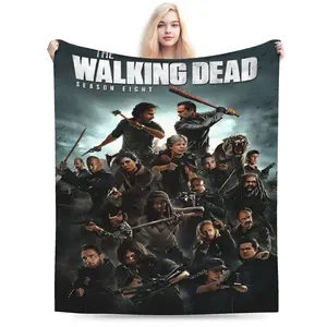 The Walking Dead retro-inspired printed flannel blanket, versatile for warm and comfortable use at home, office, travel or camping