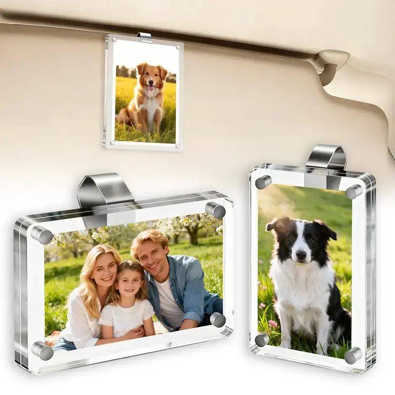 Transparent Acrylic Picture Frames,Transparent Acrylic Picture Frames,Lightweight Frame Design, Customizable Auto Sun Visor Accessory, Perfect for Home or Individual Photos, Photo Frames,family car gift