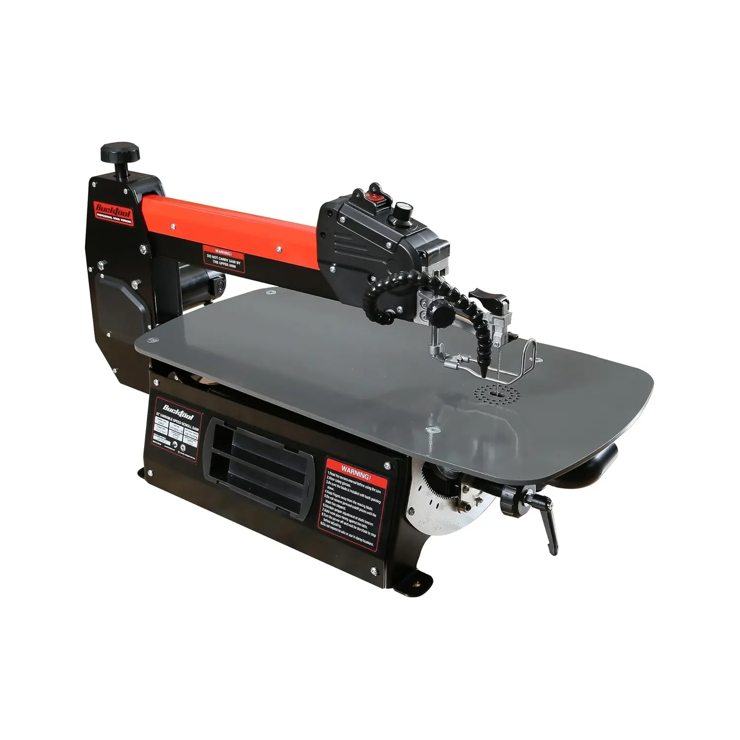 【Summerfinds】Bucktool 22-Inch Variable Speed Scroll Saw, 1.3A Brushless Electric Scroll Saw for Woodworking with Steel Frame, Keyless Blade Change, Liftable Upper Arm, Upper Lift Handle, Attachments, Ideal for Angled Cuts & Wood Surface Projects, SSA22V