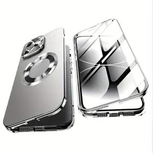 Premium Fashion Anti-Slip Magnetic Metal Phone Case, Compatible with iPhone 17 16 15 14 13 12 Plus Pro Max Air, Mobile Accessories