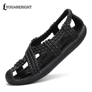 Men's Braided Summer Casual Sandals, Anti-slip Portable Walking Footwear for Pool, Street Wear outdoor fashion stylish slipper