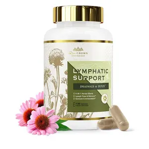 Dr. CROWN Lymphatic Drainage Supplement for Women & Men with Echinacea, Dandelion, Burdock, Cleavers & More - 120 Capsules