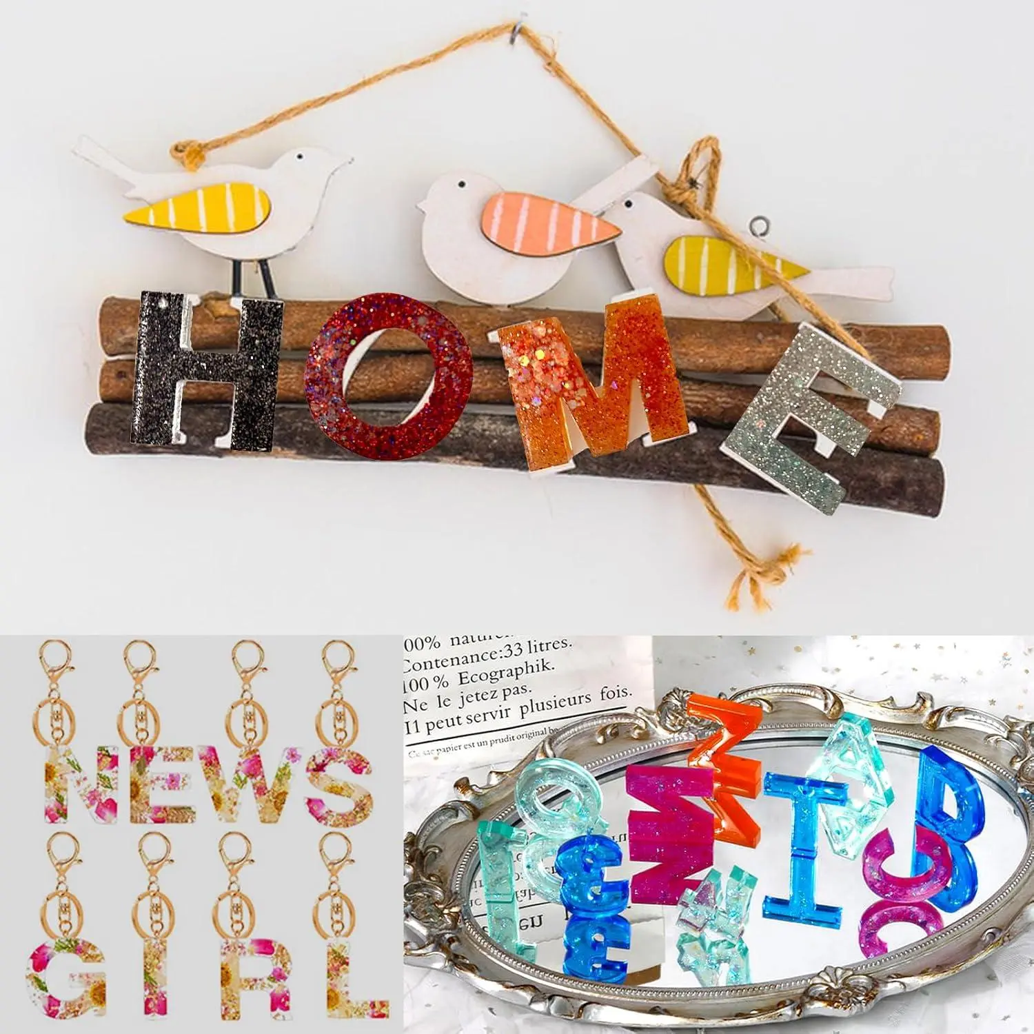 Alphabet Molds, Large Reversed Letter Number Alphabet Silicone Molds with Hole for Epoxy Resin Casting Keychain Jewelry Pendant Gift Making Alphabet Molds, Large Reversed Letter Number Alphabet Silicone Molds with Hole for Epoxy Resin Casting Keychain Jewelry Pendant Gift Making