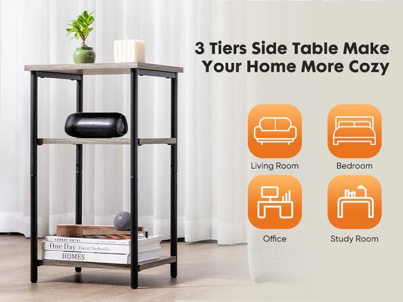 Crafted Comforts 3 Layer Coffee Table with Adjustable Height, Small Bedside Table, Storage Shelf, Suitable for Bedroom, Living Room, Office Space Crafted Comforts 3 Layer Coffee Table with Adjustable Height, Small Bedside Table, Storage Shelf, Suitable for Bedroom, Living Room, Office Space