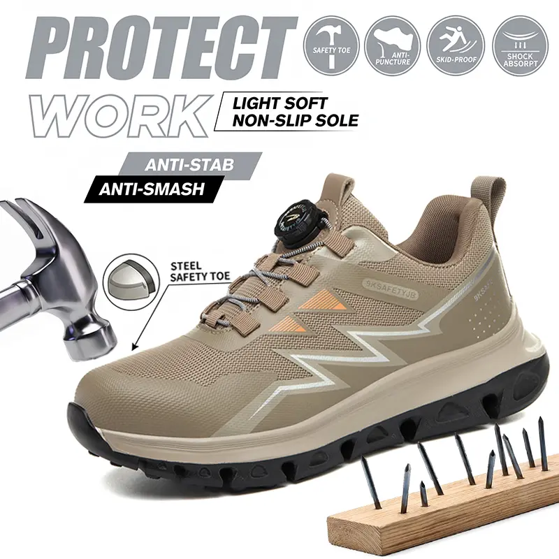Summer 2026 Latest Men’s Lightweight Breathable Safety Work Shoes — Impact Resistant, Puncture Resistant, Twist-Button Drawstring, Ultra-Lightweight, Wear-Resistant, Versatile, Shock Absorbing