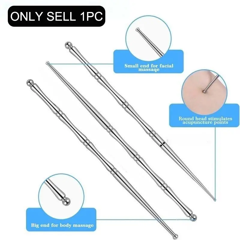 1pc Stainless Steel Dual-End Facial Massage Stick, Eye Face Foot & Body Massager Tool, Full Body Muscle Relaxation Manual Massager, Portable Travel Personal Care Tool, Acupuncture Points, Facial Beauty Massagers
