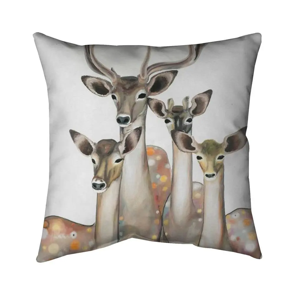 Begin Home Decor 5541-1616-AN238 16 x 16 in. Abstract Deer Pillow - Brown Animal Bedroom Decor Pillow