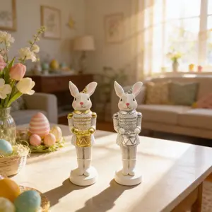 Cute Bunny Resin Sculpture Statue Ornament, Easter Rabbit Decor, Home Office Bedroom Decoration, Holiday Festival Tableware, Cute Collectible Figurines