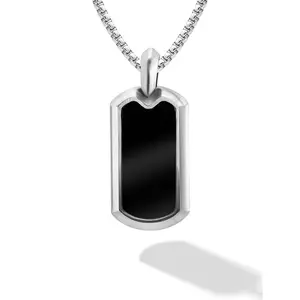 Black Onyx Dog Tag Pendant Necklace