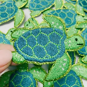 2.5" Sea Turtle,  glittery -  Embroidered Hat Patch
