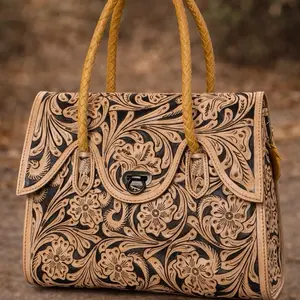Classic Tooled Leather Western Handbag