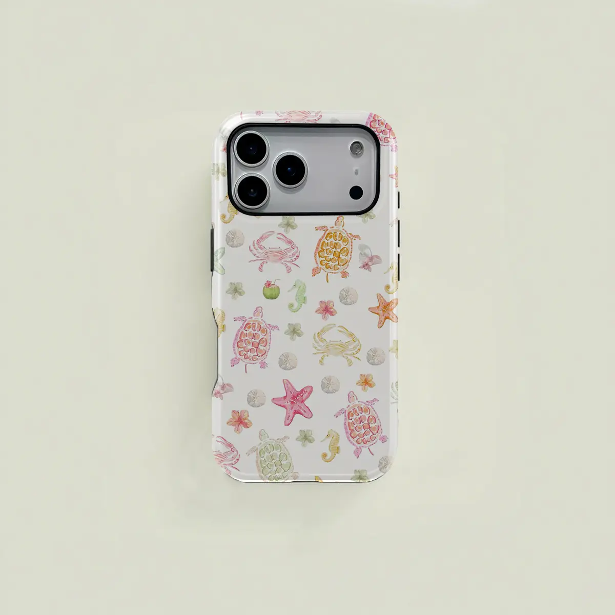 One turtle, crab, and starfish protective case, a sturdy and durable two-in-one protective case, suitable for iPhone 17/16/15/14/13/12/11 Pro Max/Plus/Pro, Samsung Galaxy S25/S24/S23 Ultra series, couple's phone case.