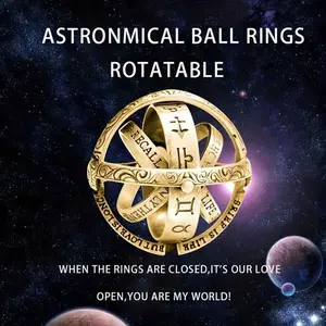 Rotating Astronomical Sphere Ring Deformation And Rotating Pendant, Exquisite Retro Ring.