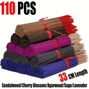 110pcs Himalayan Lavender Sage Sandalwood Incense Sticks, Aroma Scented Floral, Long Burning Time 55-60 Minutes, Relaxing Aromatherapy for Home Kitchen Restaurant