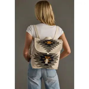 Cream, Slate, Black & Mustard Western Backpack