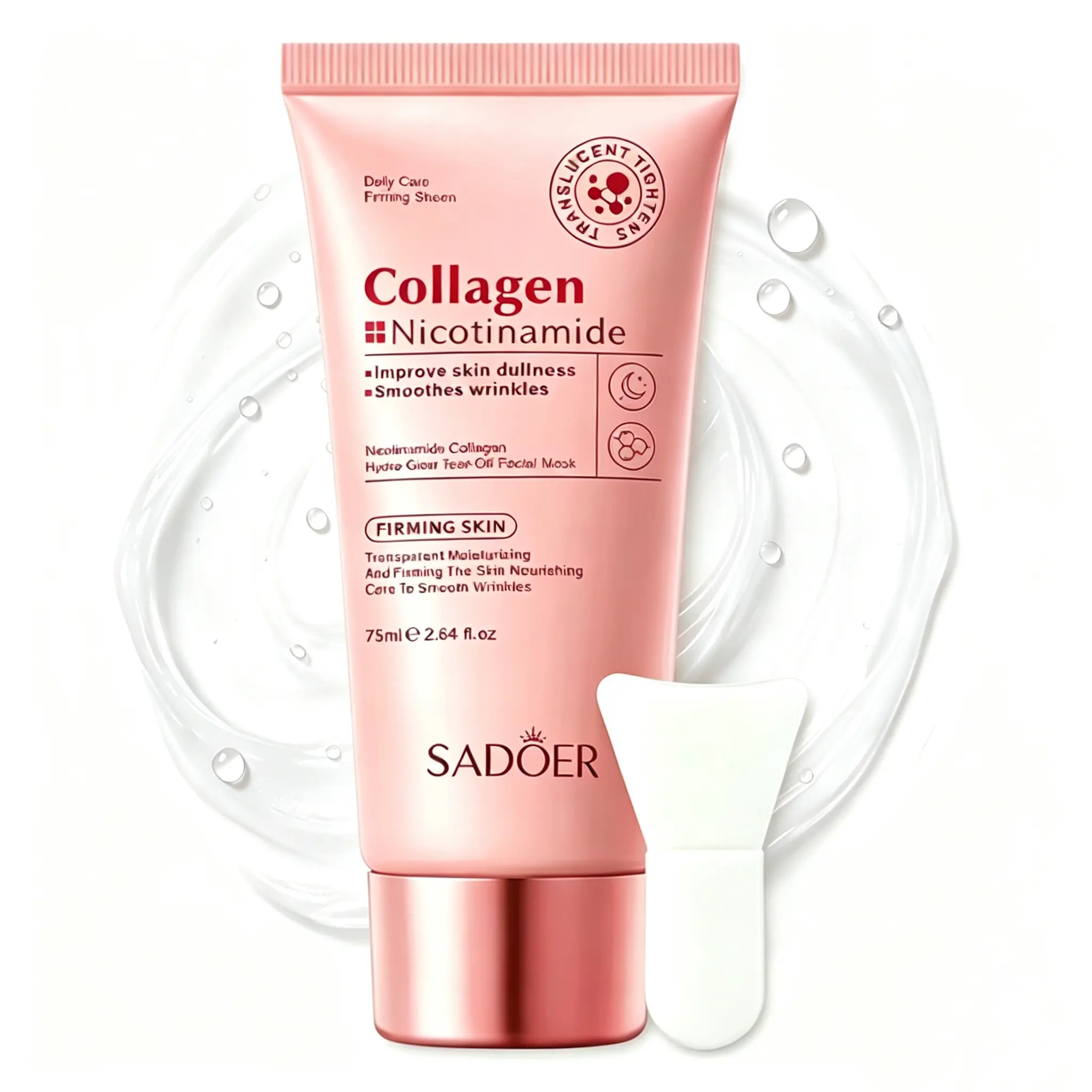 Collagen Nicotinamide Peel-off Mask, Locks in Moisture, Improves Dullness, Smooths Wrinkles, Firming Deep Cleansing Face Mask for All Skin Types, 75ml SADOER