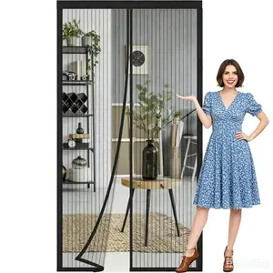 Magnetic Mesh Screen Door Easy Installation For Renters Fits Standard Doorways Keeps Insects Out Pets Safe In Seconds Sliding Mesh Door