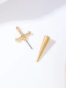 A Pair of Gothic Sword Earrings for Women, Dark Retro Style, Exquisite 3D Sword Carving/Matte Metal for Texture, Suitable for Daily Styling/Gothic Outfits, Fit for Women Who Love Personalized Dark Style, Studded Cross Earrings