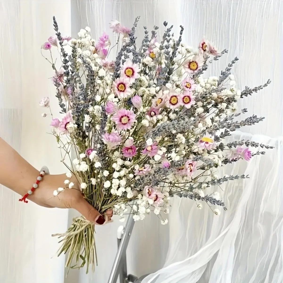 65pcs Dried Flower Bouquet Lavender and Sunflower Bouquet DIY Home Decor Elegant Mix Bouquet