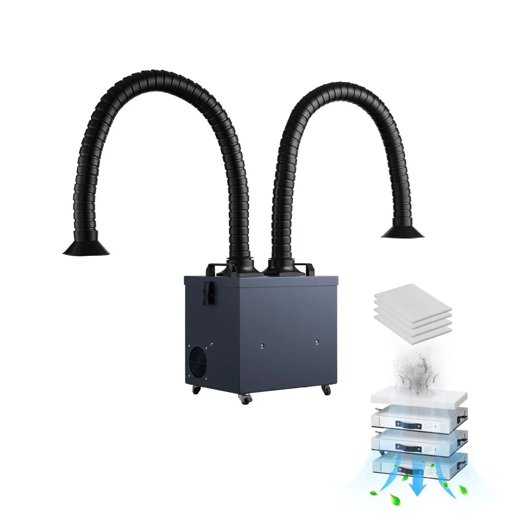 Soldering Fume Extractor with Dual Hoses, 275W Smoke Absorber - 4 Stage Filters, 10 Speed, 380m/h Suction for Soldering, Welding, Laser Engraving 360 m³/h