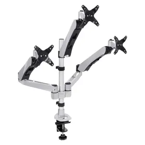 Full-Motion Triple Monitor Desk Mount for Grommet Installation