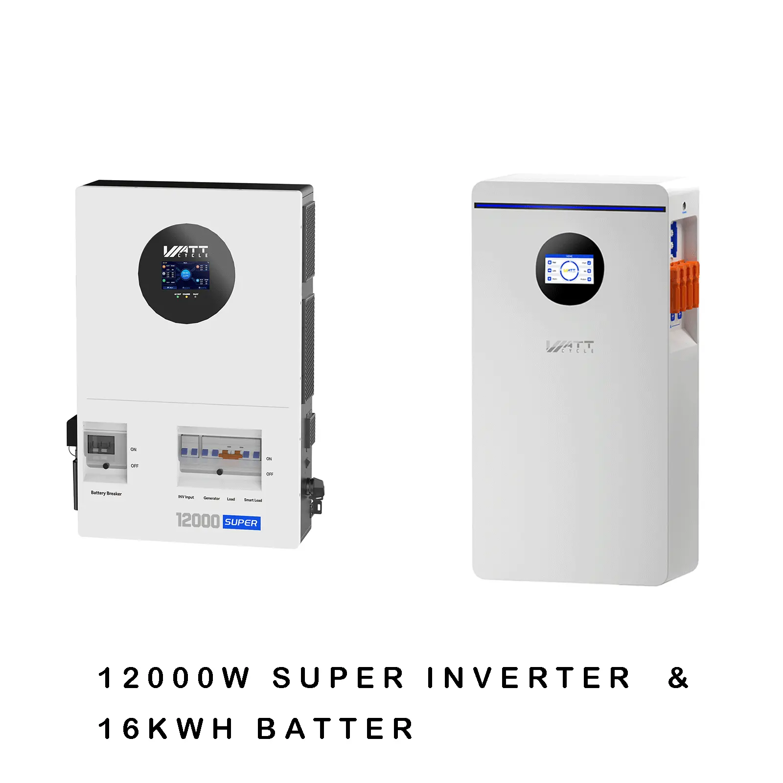 【12kw Super+16kw battery】【Freight Shipping】 WattCycle Storm-Ready Power System Kit – Super 12kW Split-Phase Inverter + 48V 314Ah 16kWh LiFePO4 Battery, 200A Grid Bypass, 24kW Dual MPPT, 250A Hybrid Charging, Smart BMS & Bluetooth Solar Power System