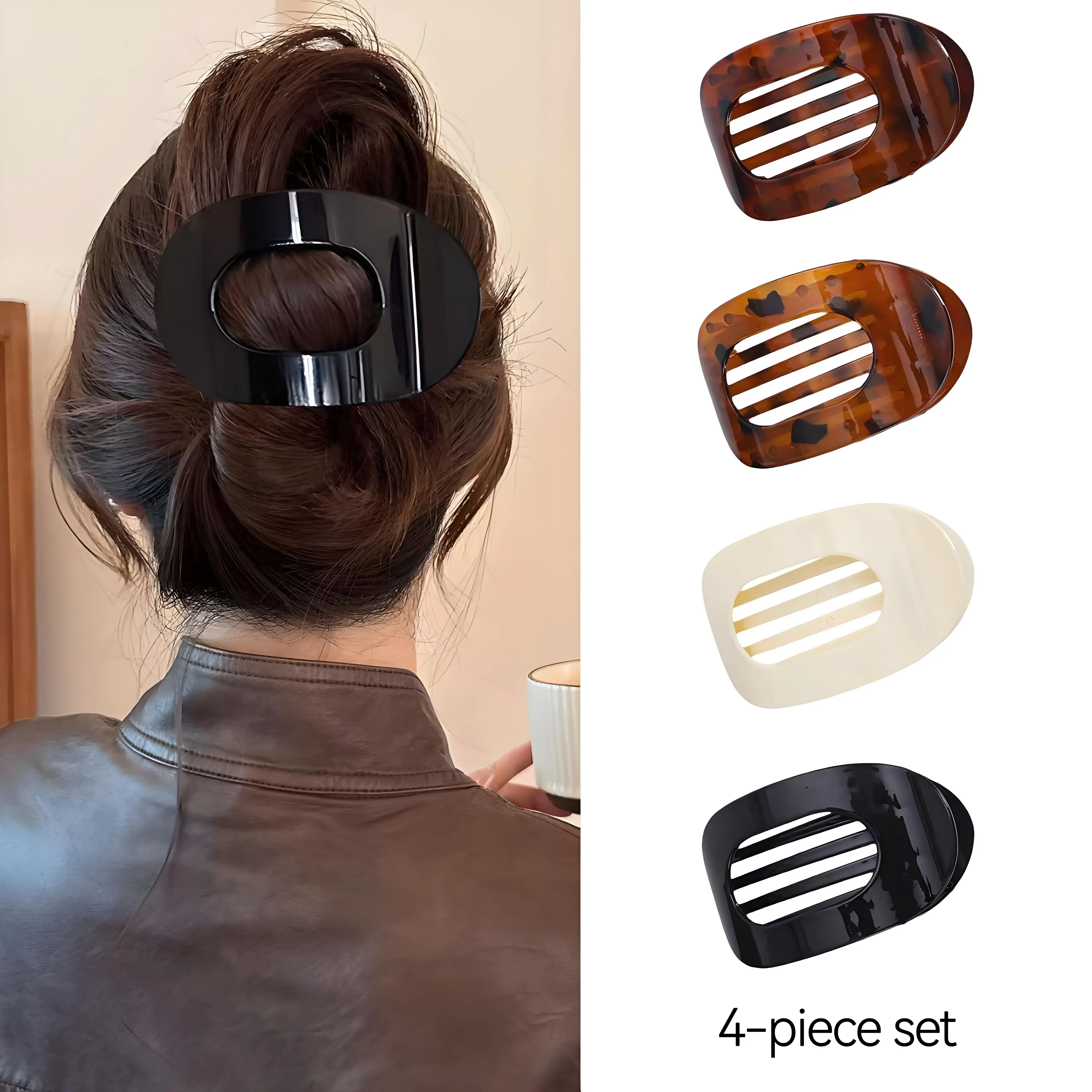 Elegant Acrylic Hair Clips Set， leopard pattern hair clip， claw clip collection，Large French Hair Clips， flat clips，claw clip pack， flat hair clips，flat hair claw clip，acrylic hair clip， elegant minimalist，trace flat large hair clip，stylish hair clip