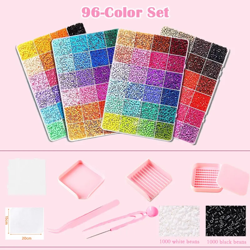 bead  craft Mini Perler Bead Set with 2.6mm Beads 96 Vibrant Colors Includes Starter Kit Perfect Christmas Gift for Bead Enthusiasts Colorful Beads Bead Assortment