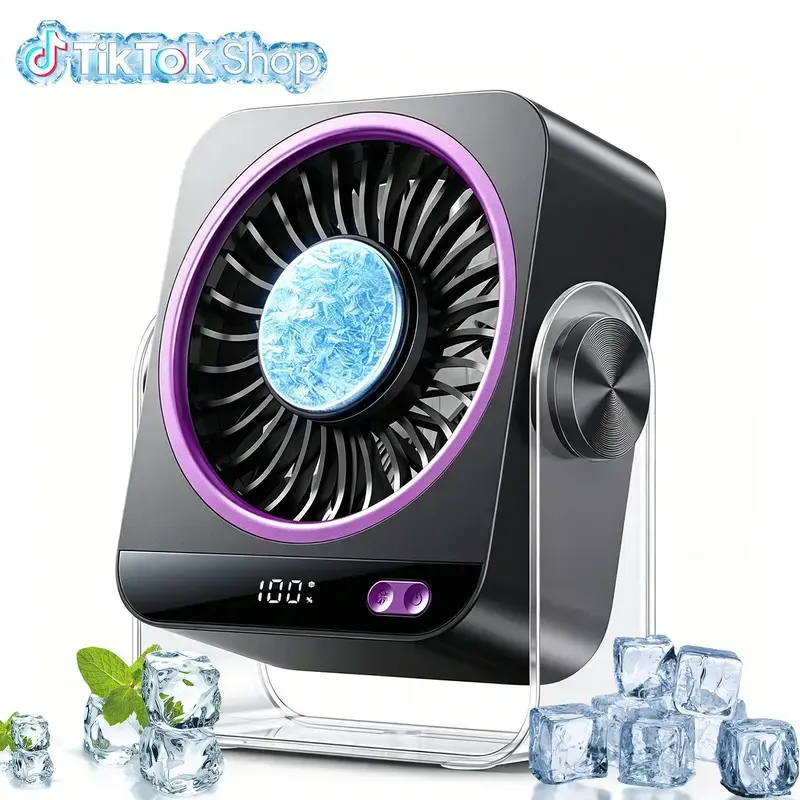 Portable Desk Cooling Fan With 199 Speeds Turbo Airflow, Digital Display, Ultra Quiet USB Rechargeable Table Fan, Powerful Mini Personal Fan For Office Bedroom Home Dorm Summer Cooling