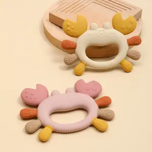 BPA-Free Silicone Teething Toy Crab Shape, Safe Baby Teether, Sensory Teether Gift, Christmas & Halloween Present Idea, Non-Toxic Material for Infants