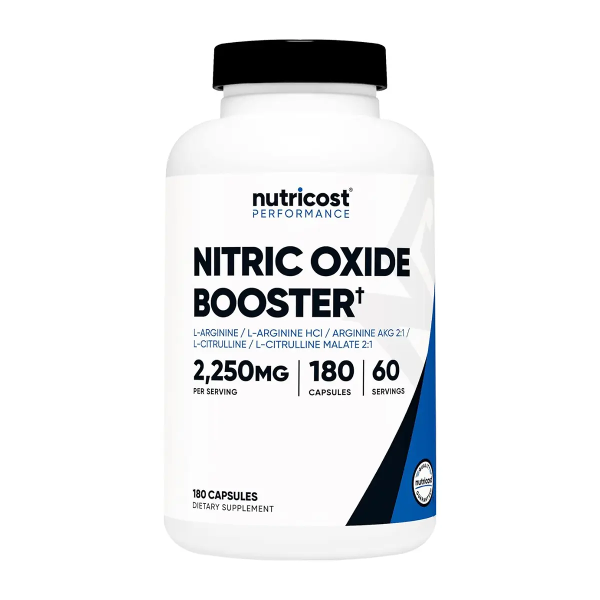 Nutricost Nitric Oxide Booster Supplement, 2250mg Daily Dose, 180 Gluten-Free GMO-Free Capsules, 750mg Per Capsule, 60 Servings