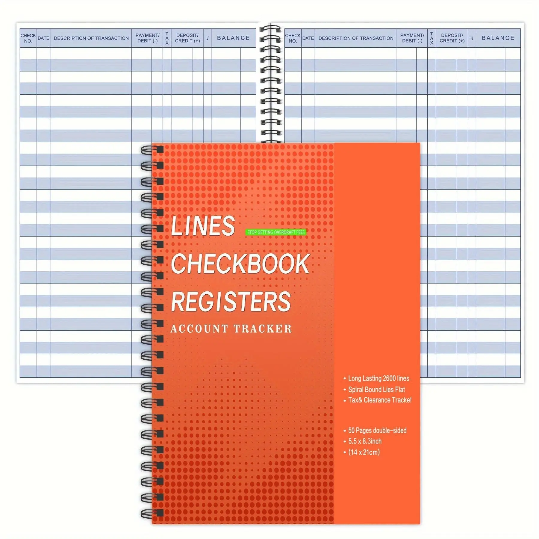 Lines Checkbook Register Accounting Diary, Finance Checklist Organizer, Financial Planner, Monthly Budget Planner, Budget Planners, 100 Pages Upgrade Thick Paper, 5.5x8.5 Inches, Small Business & Personal Use