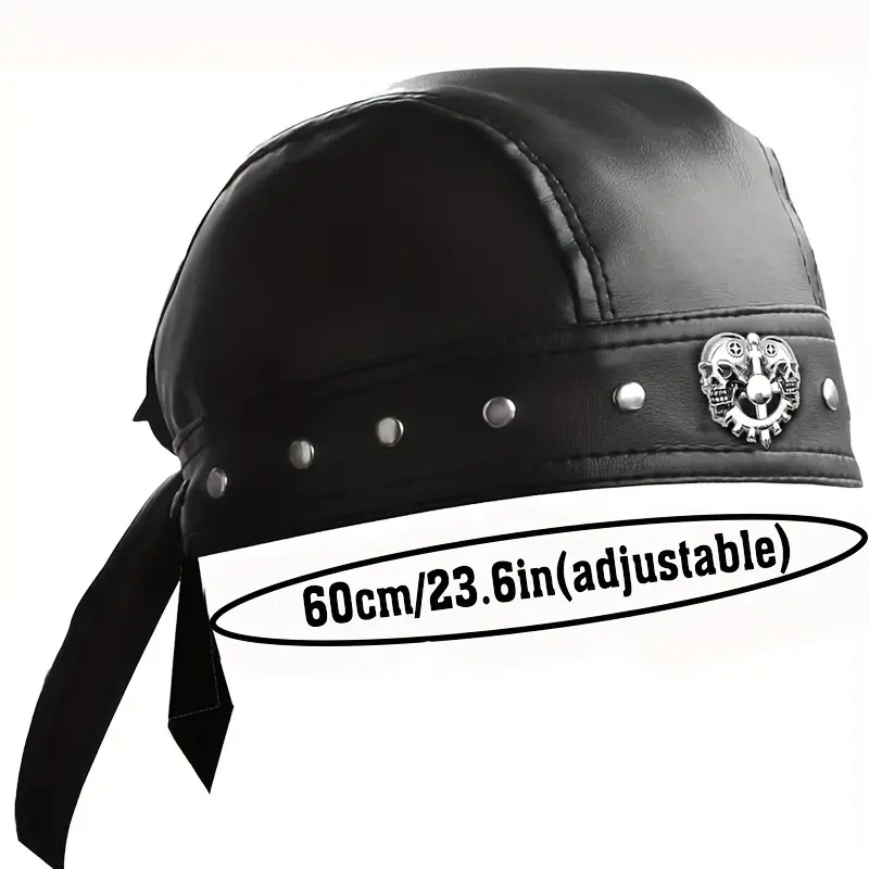 Unisex Leather Cycling Bandana Doo Rags Adjustable Skull Cap  display picture 1