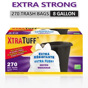270-Count 8 Gal Expandable Disposable Trashbags - Normal, Sturdy, Durable, Leak-Proof, Odor-Proof Plastic Garbage Bags - Convenient Sanitary Waste Solution for Kitchen, Outdoor Use