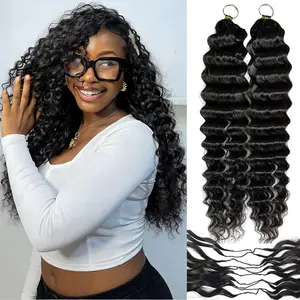 2026 20Inch Feather Crochet Human Hair for Black Women Miracle Knots Crochet Bundles 120g Pre-Separated Deep Curly Wave Crochet Human Hair Extensions Reusable Knotless Invisible 100 Strands quick weave