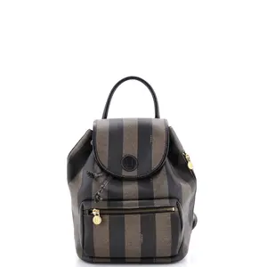 Pre-owned FENDI Canvas Coated Backpacks Pequin Front Pocket Backpack Coated Canvas Small by Rebag