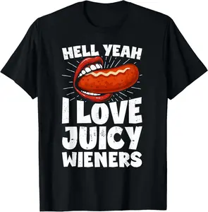 100% Cotton Juicy Wieners Funny Glizzy Gobbler T-Shirt
