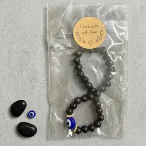 Egyptian Evil Eye Bracelet: Handmade - Lava Rock