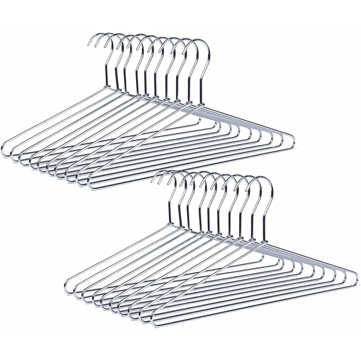 20 Pack Heavy Duty Metal Shirt Coat Hangers, Stainless Steel Clothes Hanger with Polished Chrome, 17 Inch  Metal Wire Hanger