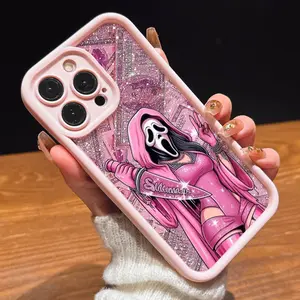 Pink Personality Dollar Skull Pattern Design TPU Thickened Shockproof Phone Case Cover for iPhone 17/17 Pro Max 16/16 Plus 15/14/13/12/11/XS/XR/X/7/8 Plus/Pro Max - Scratch and Shock Resistant Protective Case