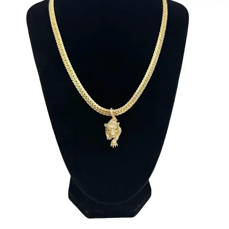 Costume Jewelry Panther Pendant Necklace, 6mm Thick, 18in Length