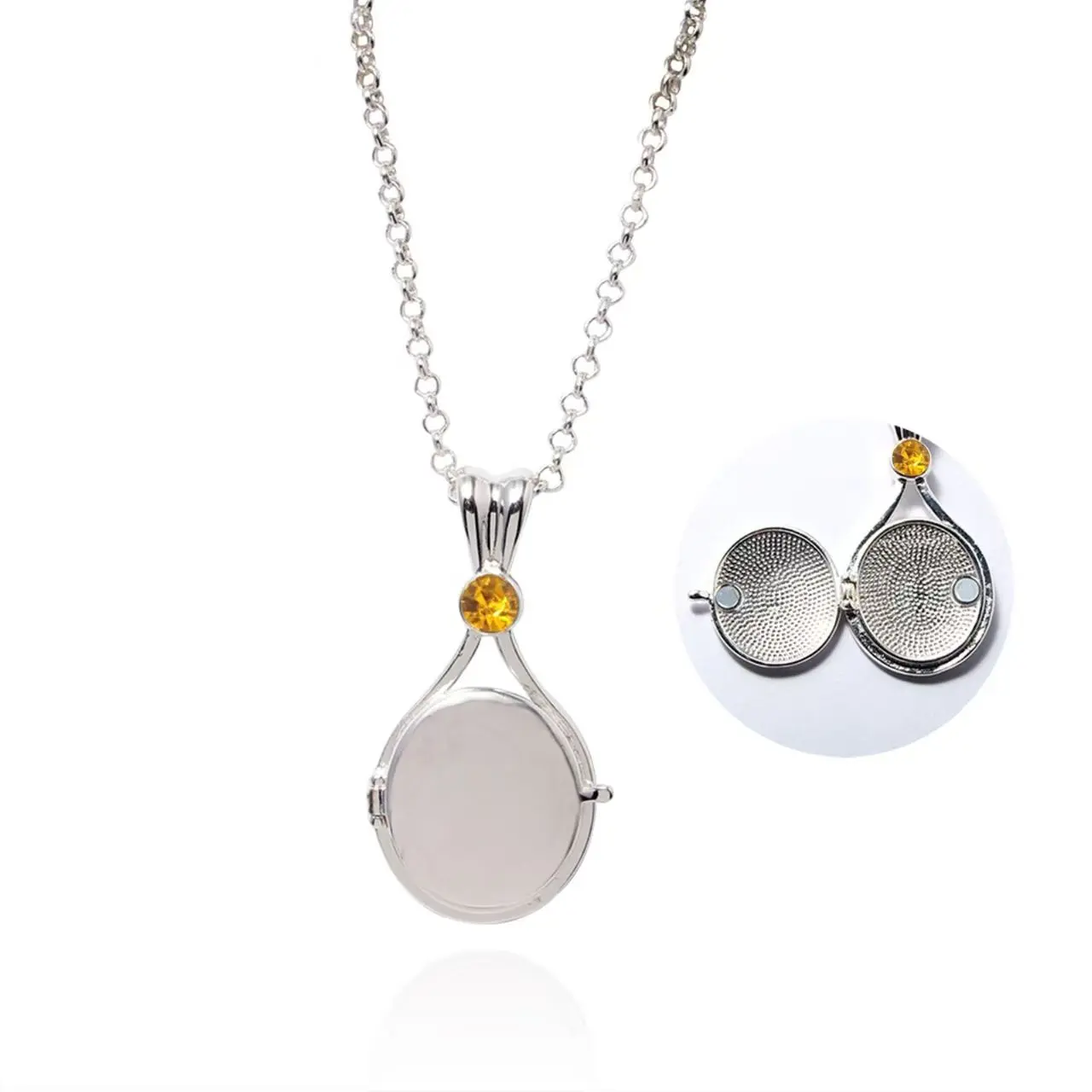 H2O Locket Pendant Necklace Mermaid Silver Color with Crystal Just Add Water Necklaces TV Movies Jewelry for Women Girls