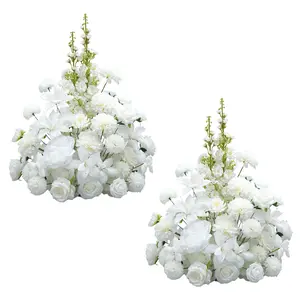 A9020 2pcs White Floral Arrangement Table Centerpieces Wedding Reception Aisle Decor Boho Style Decoration Flower
