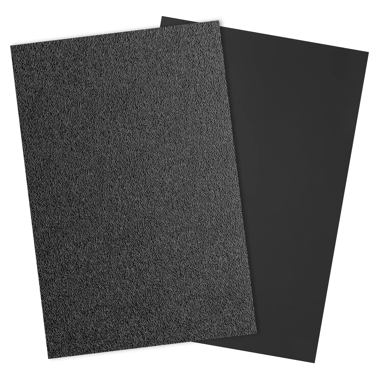 4-Pack ABS Synthetic Rectangular Plastic Sheet, 1/8in Thick 12"x8" Black Thermoform Board, Dual-Sided Design (Textured Front & Smooth Back), Anti-Slip Shockproof Protection, Chip-Free Cuts for Crafting Dashboards, Model Toys