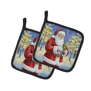 Carolines Treasures FNT1226PTHD 7.5 x 7.5 in. Woodpecker with Santa Claus Pot Holders, Pack of 2