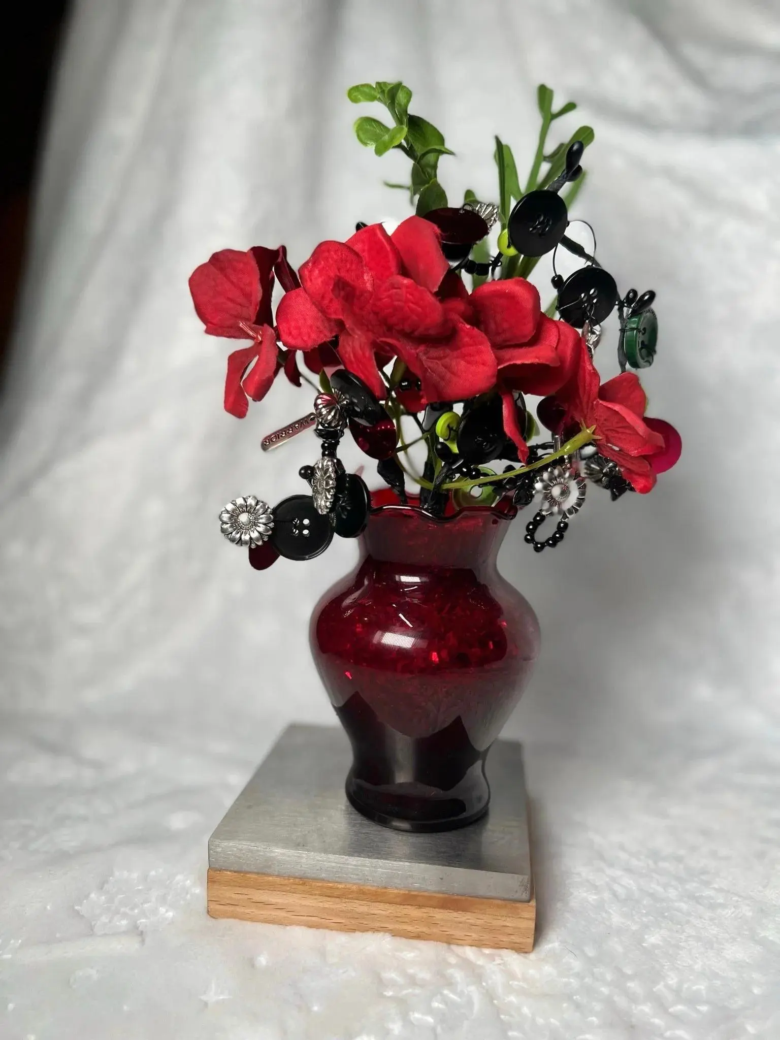 Blissful Button Tree 18 / Button Flower Bouquet / Faux Potted Plant / Home Decor / Artificial Flowers